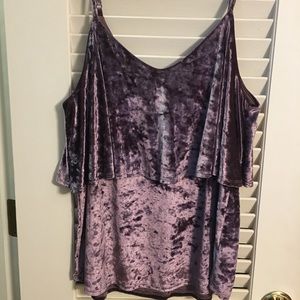 Lavender Purple Velvet Ruffle Tank